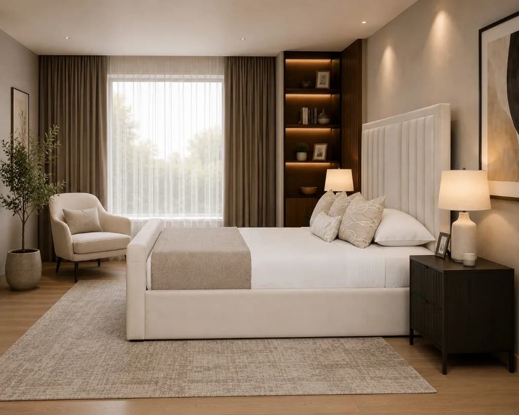 Ottoman TV bed showing both the raised television and accessible under-bed storage